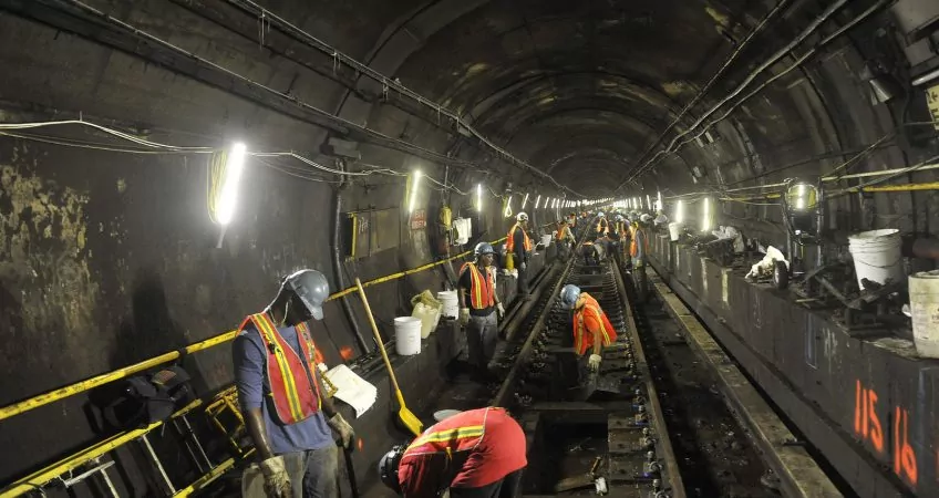 A metro station under maintenance