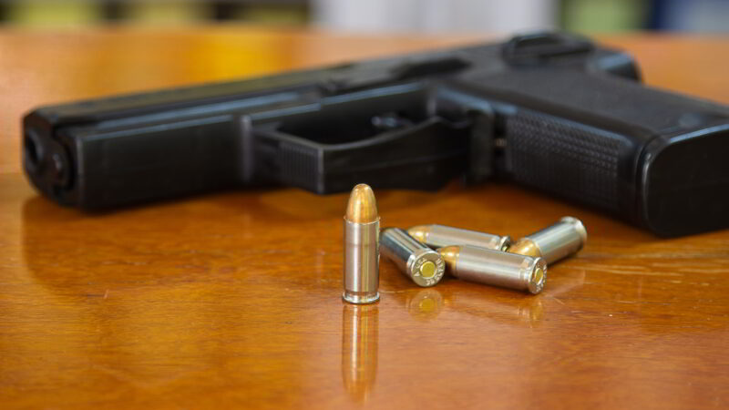 .38 mm handgun and bullets.