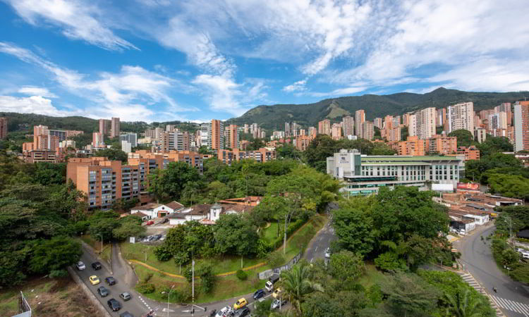 Panoramic view of El Poblado in Medellín, Antioquia, Colombia