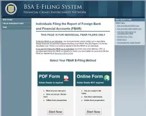 FBAR Form U.S. Department of Treasury
