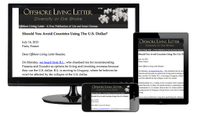 Offshore Living Letter on desktop, ipad, and phone.