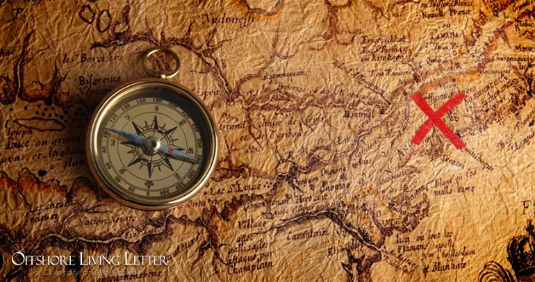 A compass on a map