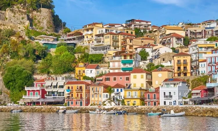 Colorful painted houses at Parga resort, Greece.