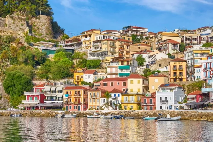 Colorful painted houses at Parga resort, Greece.