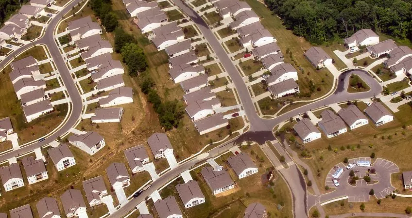 view form the air of a surburban housing estate in cincinnati