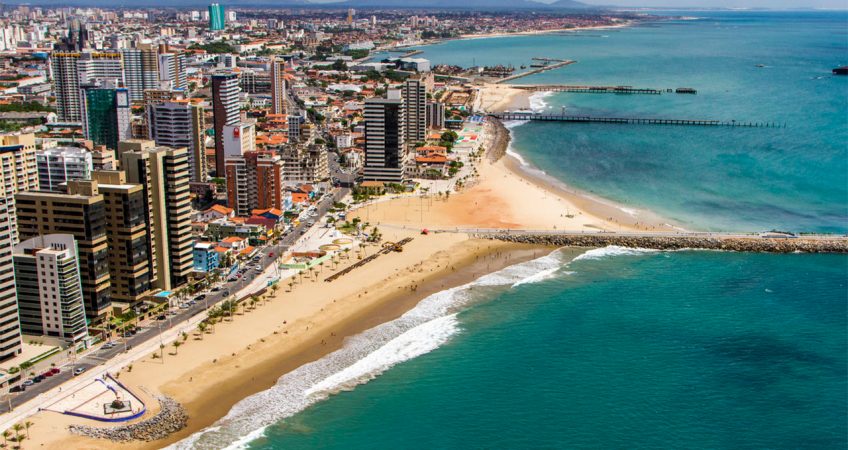 An aerial view of the Fortaleza beachfront