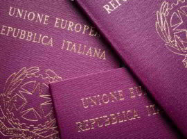 Close up of an Italian passport