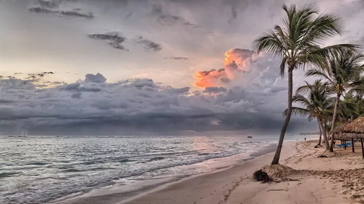 A beach during sunset in The Dominican Republic