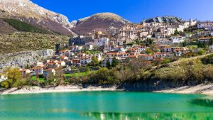 Lago di Barrea town by the water, Abruzzo Italy