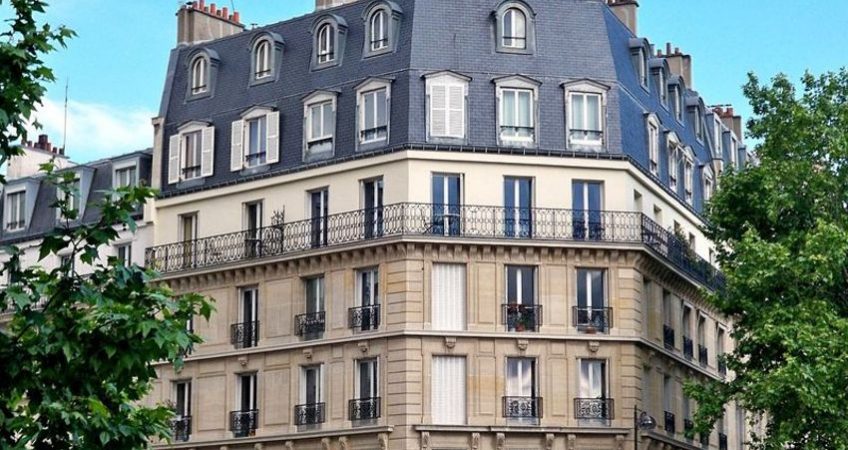a typical apartment building in Paris, France