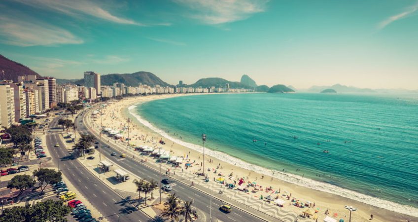 Beach in Brazil in front of city