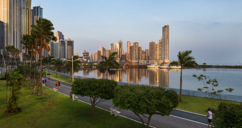 panama City downtown at sunset