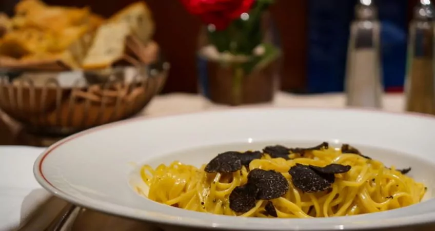 A pasta dish with truffles