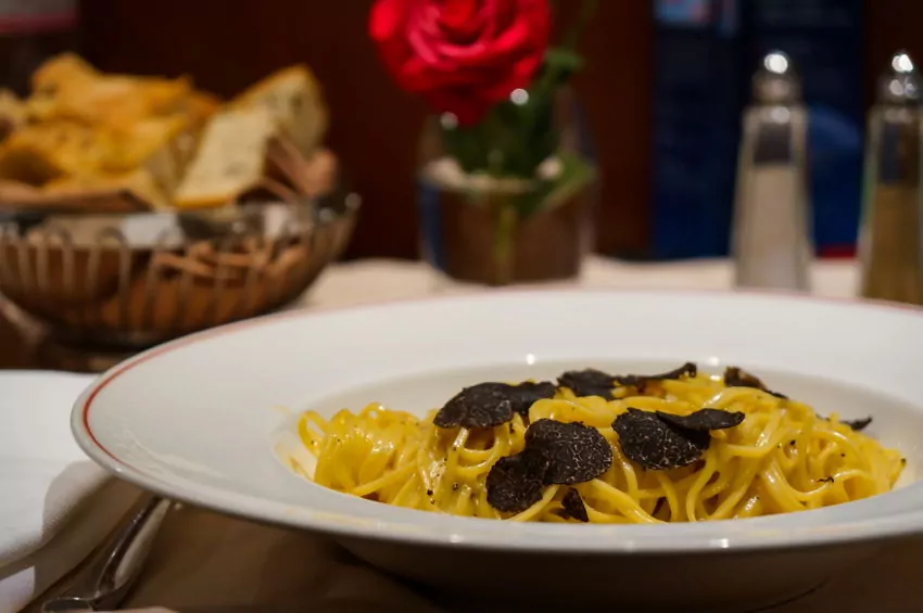 A pasta dish with truffles