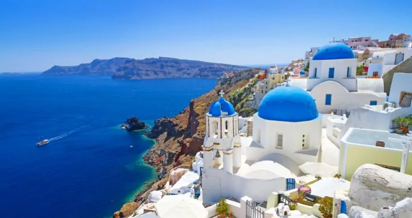 View of the blue Mediterranean from Greece