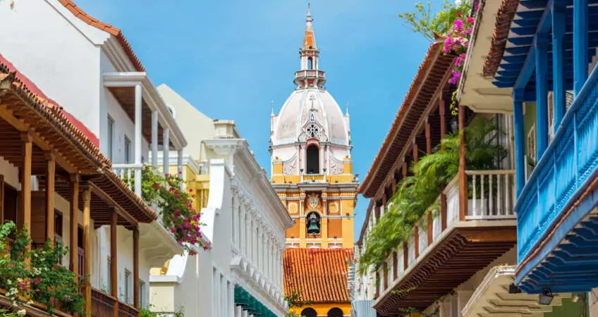 Cartagena balconies colonial houses cathedral