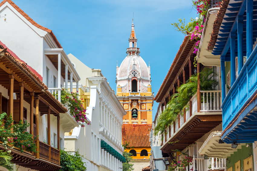 Cartagena balconies colonial houses cathedral