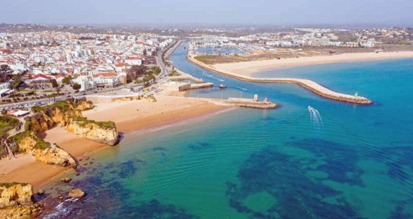lagos in portugal, aerial view of town