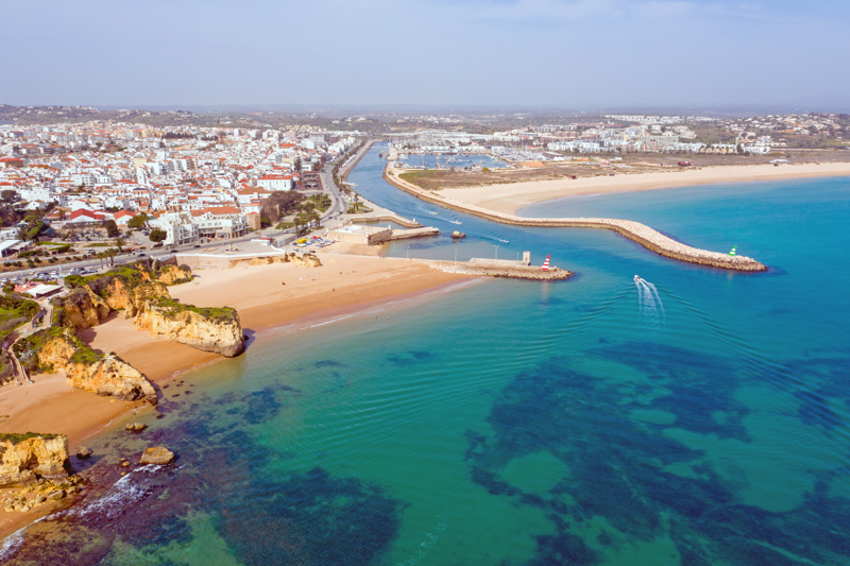 lagos in portugal, aerial view of town