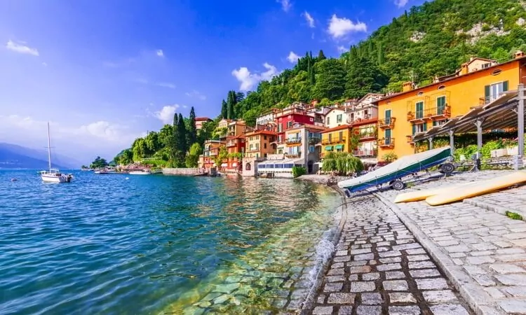 Beautiful village Lago coastline in Lombardy, Italy.