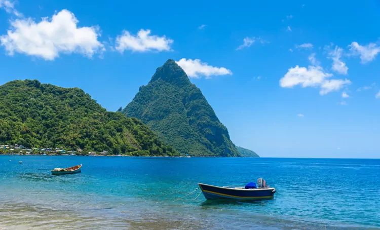 Paradise beach at Soufriere Bay in Saint Lucia