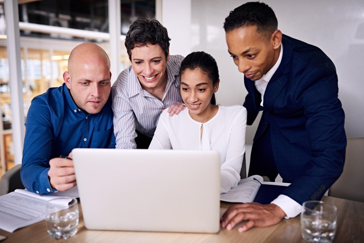 Diverse group of business people working as a team