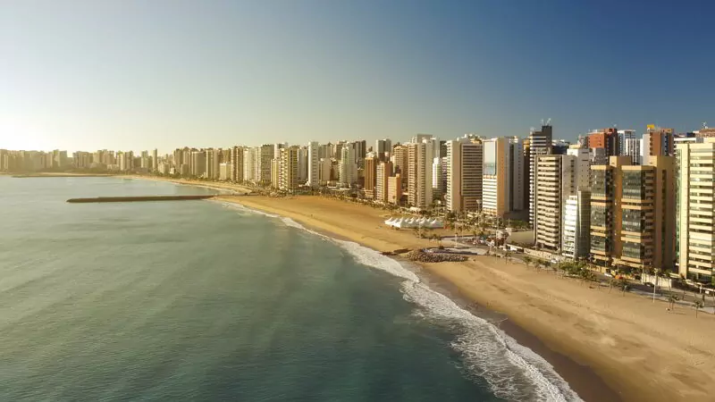 Aerial view of Fortaleza city Beach, Ceara, Brazil.