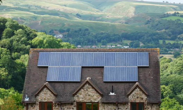 Solar panels on roof of house