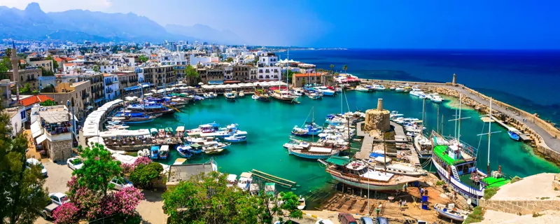 Beautiful Kyrenia village, panoramic view, Northern Cyprus.