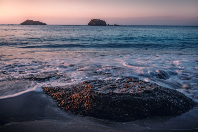 Beautiful seascape during golden sunrise in Pedasi, Panama