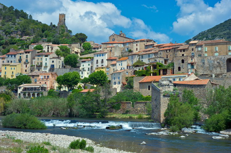 The Village of Roquebrun in the Saint Chinian wine making region of France