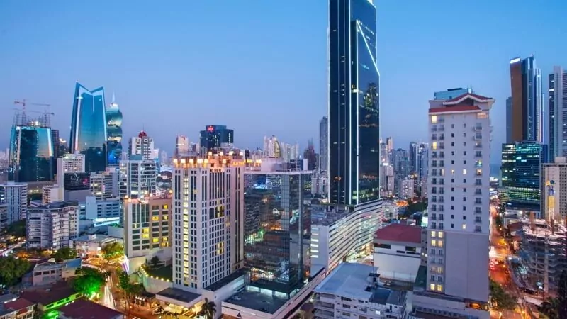 Skyline of Panama City, Panama.