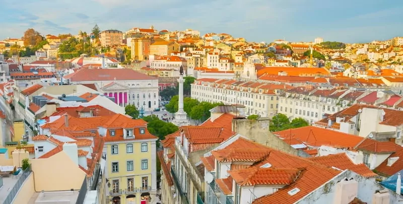 Aerial cityscape of Lisbon, Portugal.