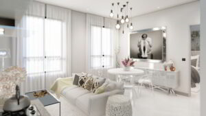 Living room of luxury apartment in Calle 50, Panama City, Panama