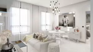 Living room of luxury apartment in Calle 50, Panama City, Panama