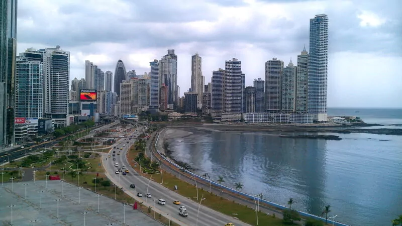Panama City skyline on a cloudy afternoon.