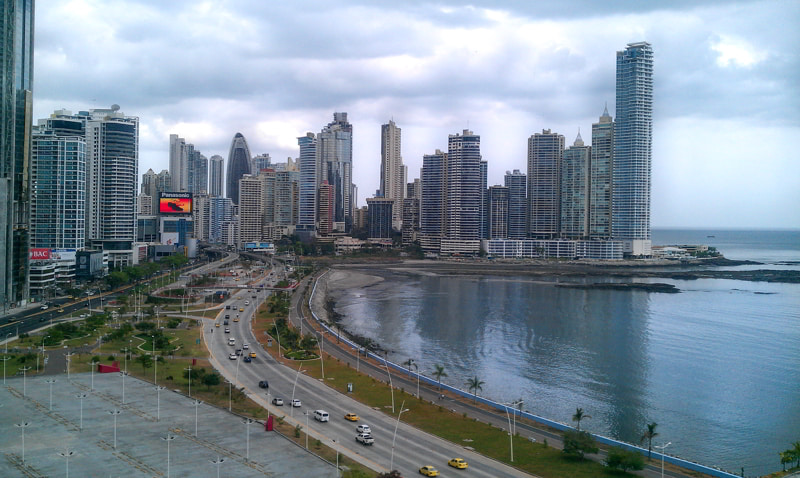 Panama City skyline on a cloudy afternoon.