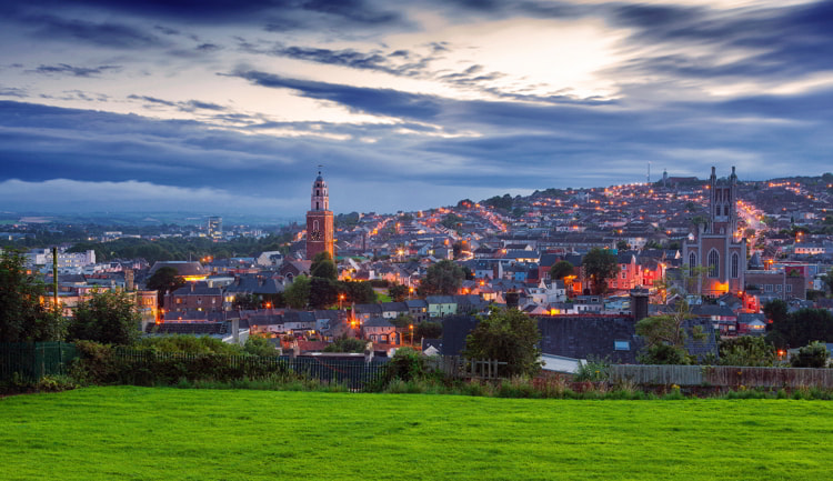 Cork City view from St. Patrick's Hill.