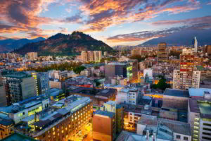 Evening panorama of Santiago de Chile