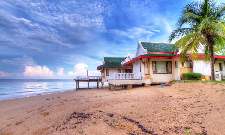 Oriental architecture holiday house on the beach of Thailand