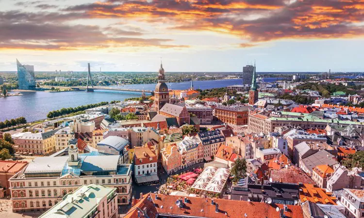 Panorama view from Riga cathedral on old town of Riga, Latvia