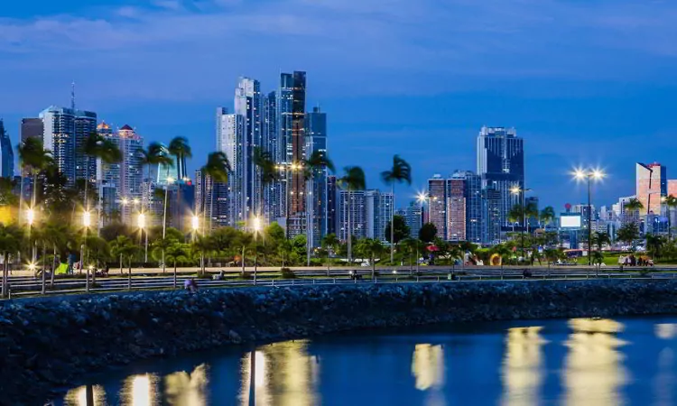 Skyline of Panama City at blue hour