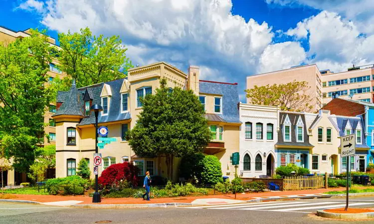 Colorful apartments in residential building