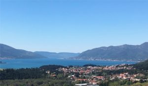 A landscape in Montenegro with mountains on the background