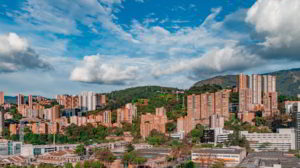 El Poblado, Medellin. A neighborhood with lots of red residential buildings