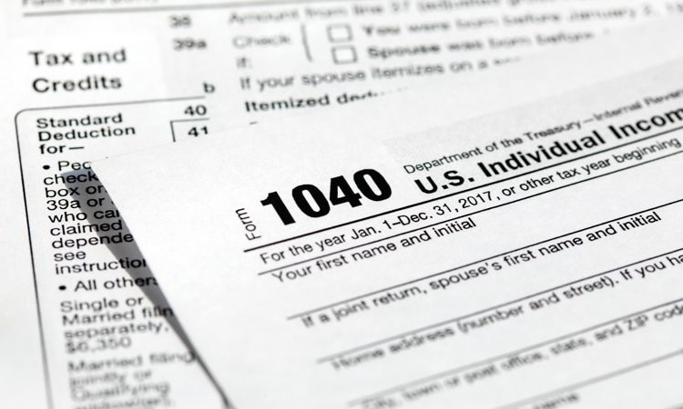 USA tax form 1040 for US individual tax return.