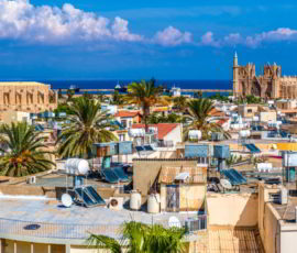 Panoramic view of the old town of Famagusta in the northern part of Cyprus