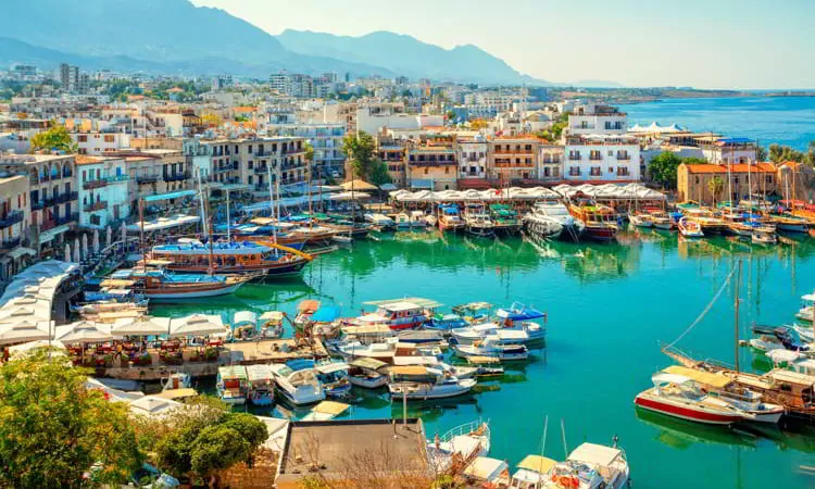 Kyrenia old harbor on the northern coast of Cyprus.