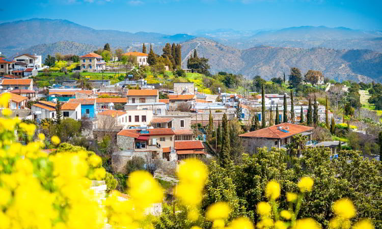 Amazing view of famous landmark tourist destination valley Pano Lefkara village, Larnaca, Cyprus