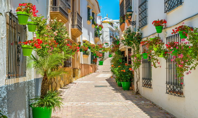 The beautiful Estepona, little and flowery town in the province of Malaga, Spain